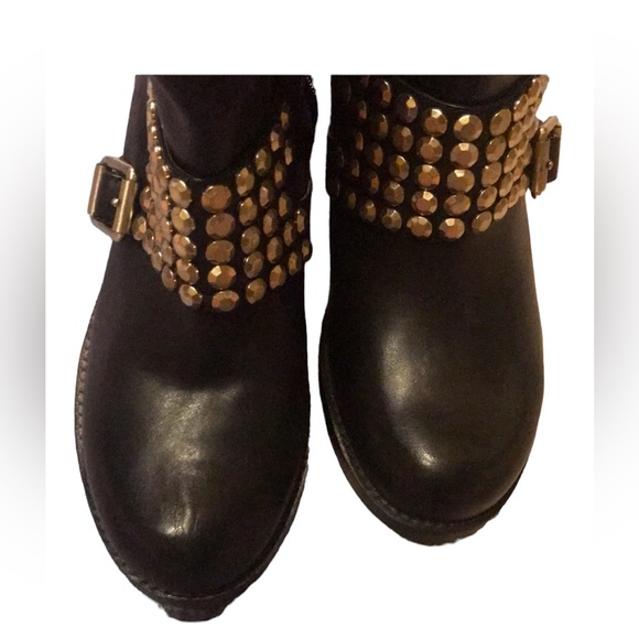 BCBG Silver Studded Black Short Biker Style Boots - Picture 3 of 9